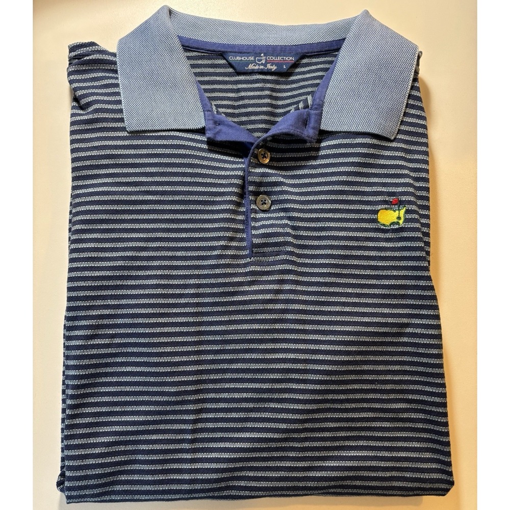 Clubhouse Collection Masters Polo, Men's L, Blue Stripe